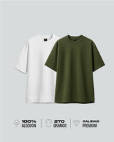 Duo Pack Camisetas Oversize Básicas Core Military - 300g